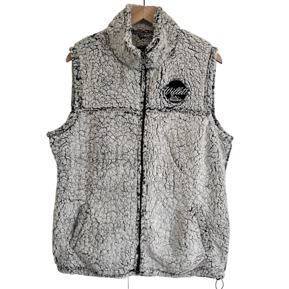 Willett Bourbon Gray Black Fleece Sleeveless Zip Vest with pockets - XL
